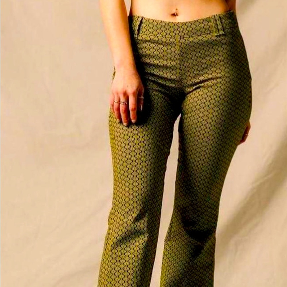 URBAN OUTFITTERS EVA FLARE TROUSER PANT SIZE 4 GREEN RETRO